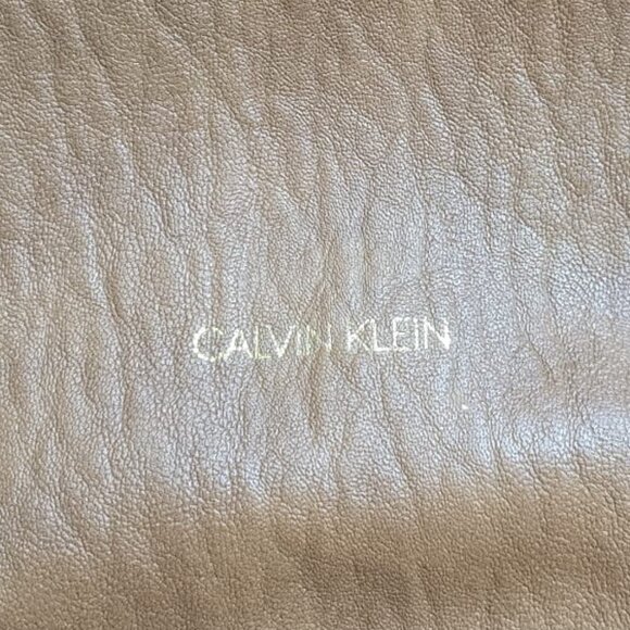 Calvin Klein Tan Leather Shoulder Tote with Gold Hardware - Picture 8 of 8